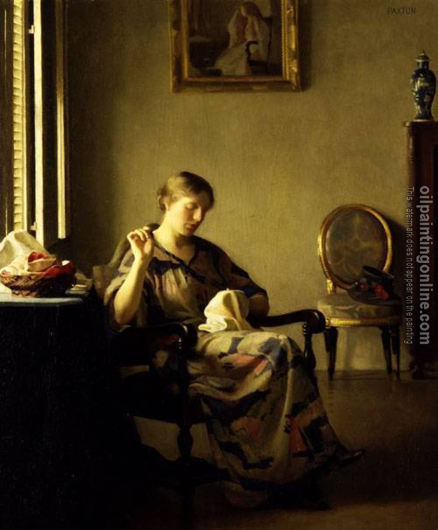 William McGregor Paxton - Woman Sewing